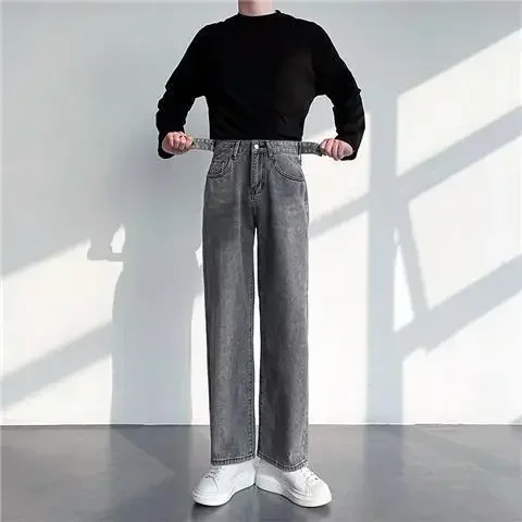 thumbnail image 1 of Pantalones vaqueros rectos para hombre, moda coreana, ropa de trabajo, vaqueros para hombre con bolsillos, tendencia primavera otoño 2024, Buggy Stacked Xs, 1 of 5