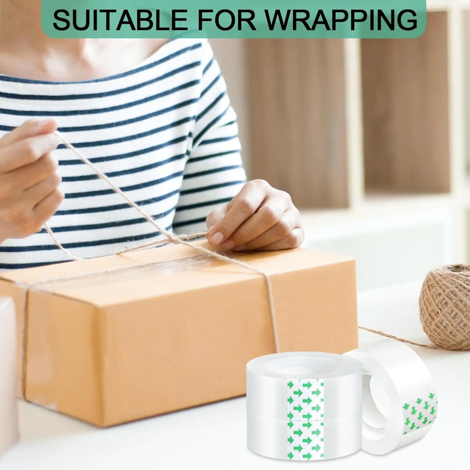 Clear Transparent Adhesive Tape – Multipurpose Rolls for Gift Wrapping, Packing, Home, Office, and School Use