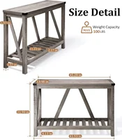Table - Wood Console Table with Shelves, Farmhouse Sofa Table for Entryway, Living Room, Hallway, Grey 2