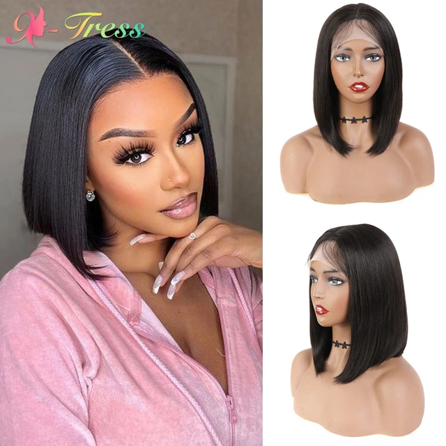 SOKU Short Bob Lace Front Wig Loose Wave Middle Part Synthetic Wigs With  Baby Hair Dark Brown Wavy Daily Hairstyle For Women - AliExpress