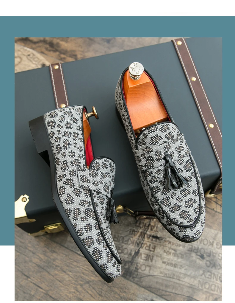Diamant Leopard Große Größe Loafer Mode Party männer Casual Schuhe Komfortables Fahren Wohnungen Freizeit Männer Loafer Slip auf Mokassins – Detail 18