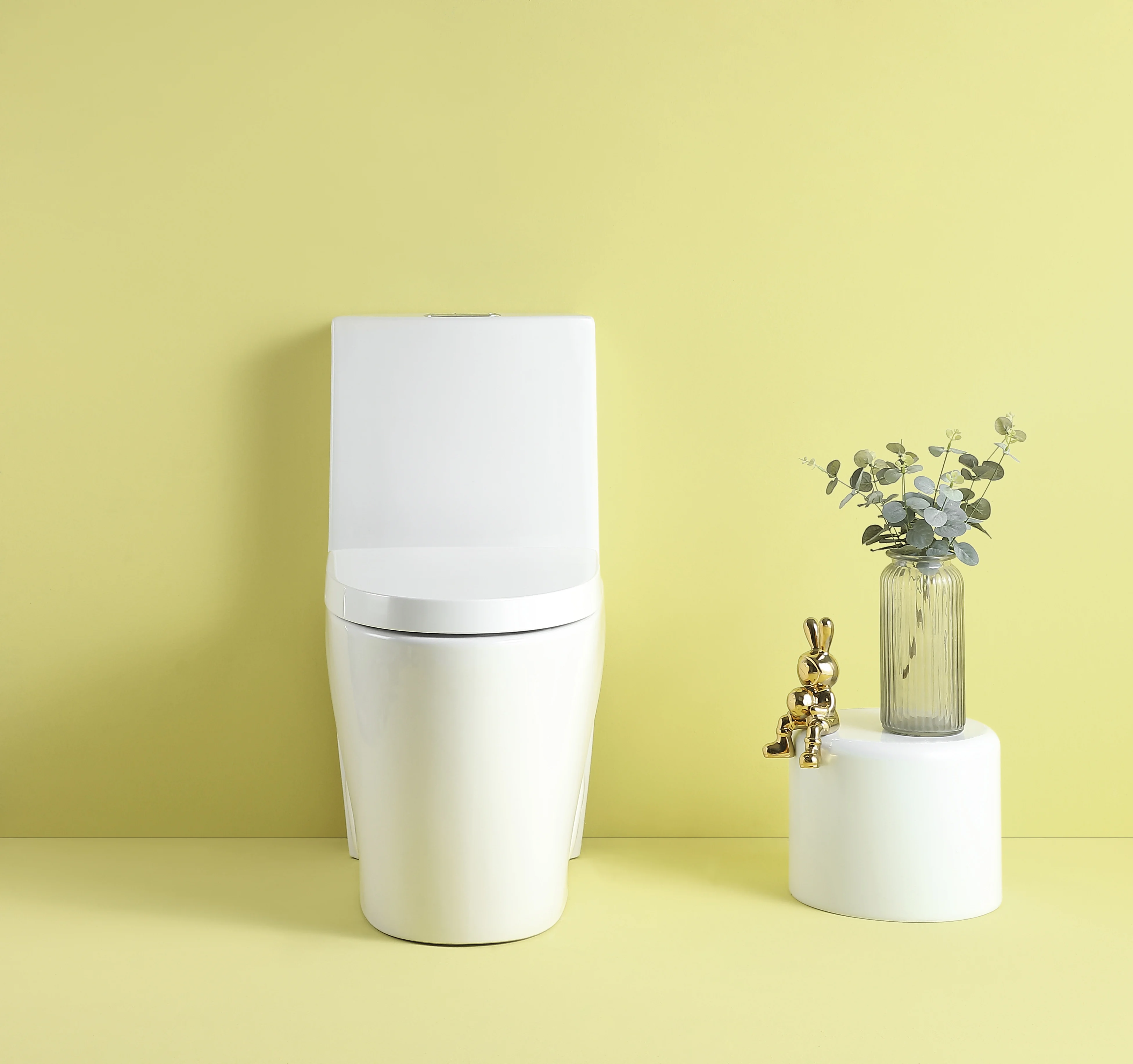 1.1/1.6 GPF Dual Flush 1-Piece Elongated Toilet with Soft-Close Seat-Gloss White, Water-Saving, Modern, Stylish Design 23T01-G