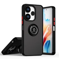 Armor Matte Shockproof Case with Magnetic Ring Holder & Stand Feature for Redmi 12 4G (Black Red)