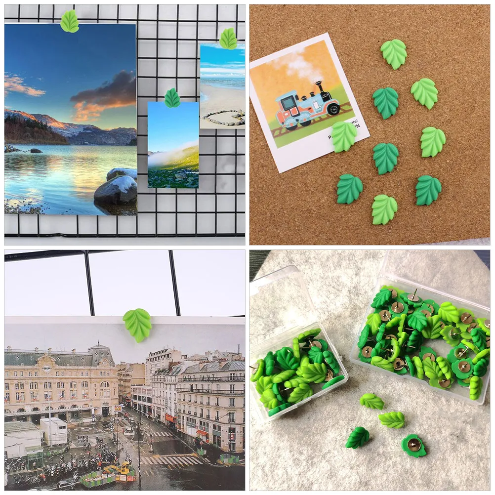 30Pcs 잎 모양의 푸시 핀 수지 밝은 색상 장 못(지도 표시용) 게시판 코르크 스트립 사무실 책상