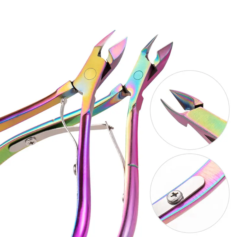 Description Picture 4 of itemStainless Steel Rainbow Nail Art Nippers Dead Skin Remover Cuticle Scissors Manicure Clipper Trimmer Finger Pedicure Plier Tools