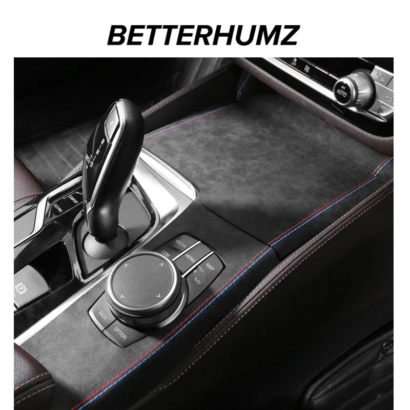 BMW G30 G32 G38 Alcantara 자동차 인테리어 센터 콘솔 기어 시프터 패널 트림 커버 성능 스티커 액세서리로 제작