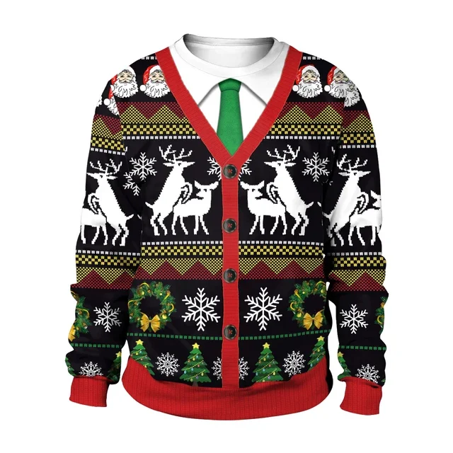 Christmas Party Sweatshirts for Men Tracksuit Couple Autumn Pullovers O Neck Warm Men's Winter Hoodie Vintage Male Clothing