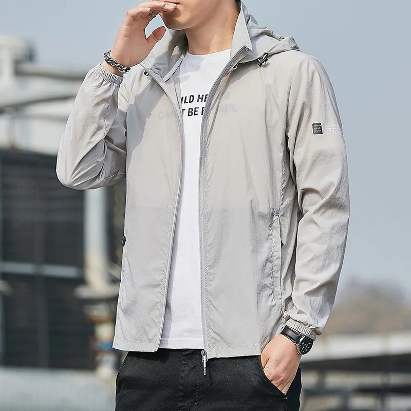 2024 Summer Ice Silk Men's New UV Protection Thin Breathable Skin Clothing Sun Protection Clothing Men's Outdoor Casual Coat