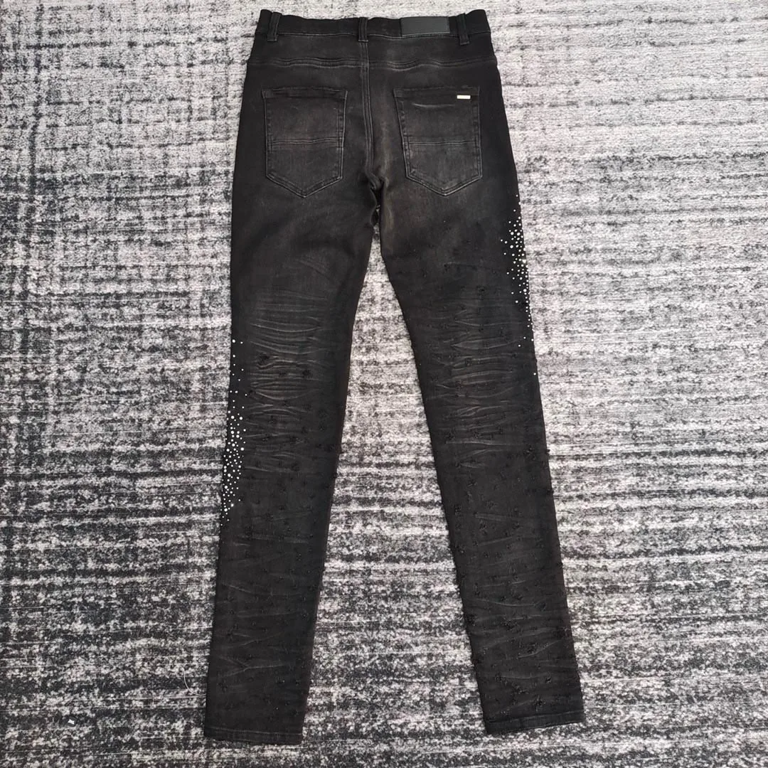 men sequences distressed black jeans 2