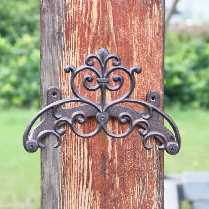 Portatubo Da Parete In Ghisa - Design A Giglio, 28x18x14 Cm, Per Giardino - Foto 1