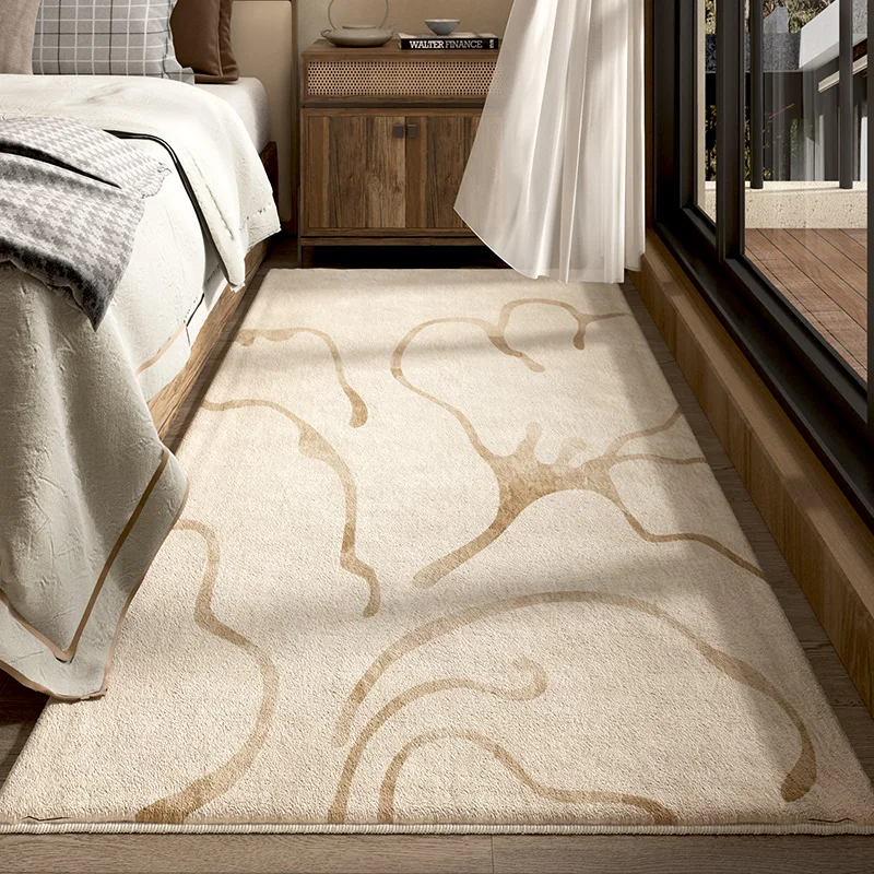 thumbnail image 1 of Alfombra marrón resistente a la suciedad con diseño floral para sala de estar, dormitorio, alfombras antideslizantes para el frente de la cama, alfombras europeas suaves y esponjosas para sala de estu, 1 of 5