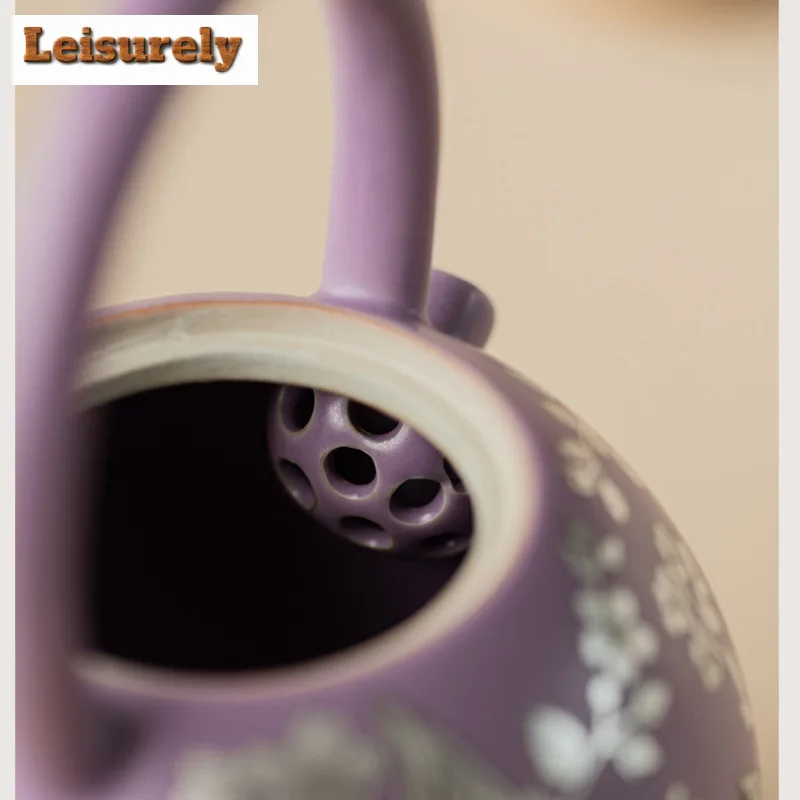 210ml Gilt Silver Butterfly Flower Lifting Handle Teapot Luxury Tea Infuser Pot Tea Brewing Kettle With Ball Hole Teaset Supplie