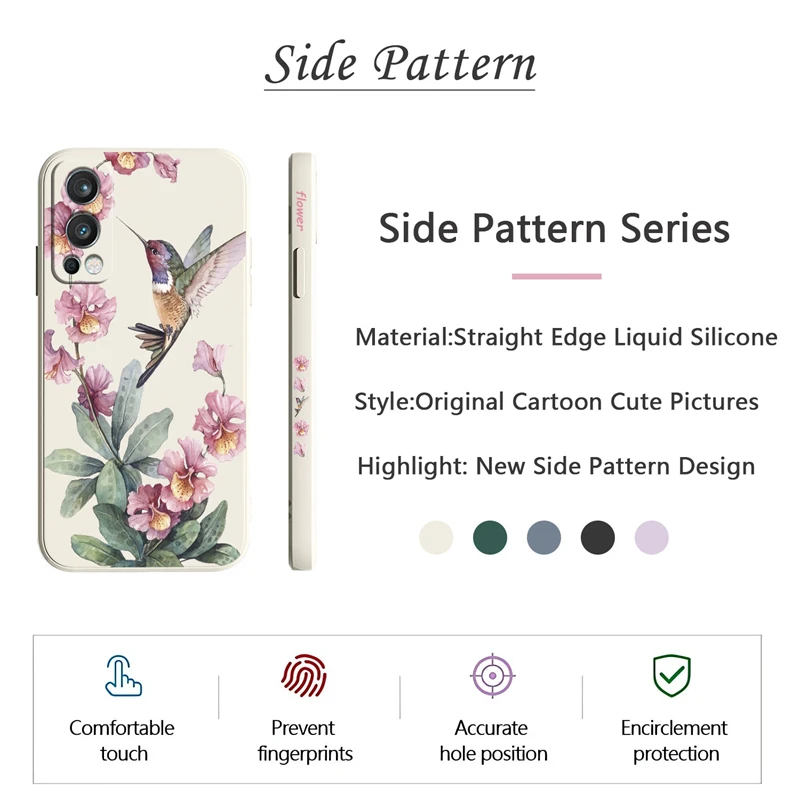 Soft Silicone Shockproof Case with Floral Bird Print