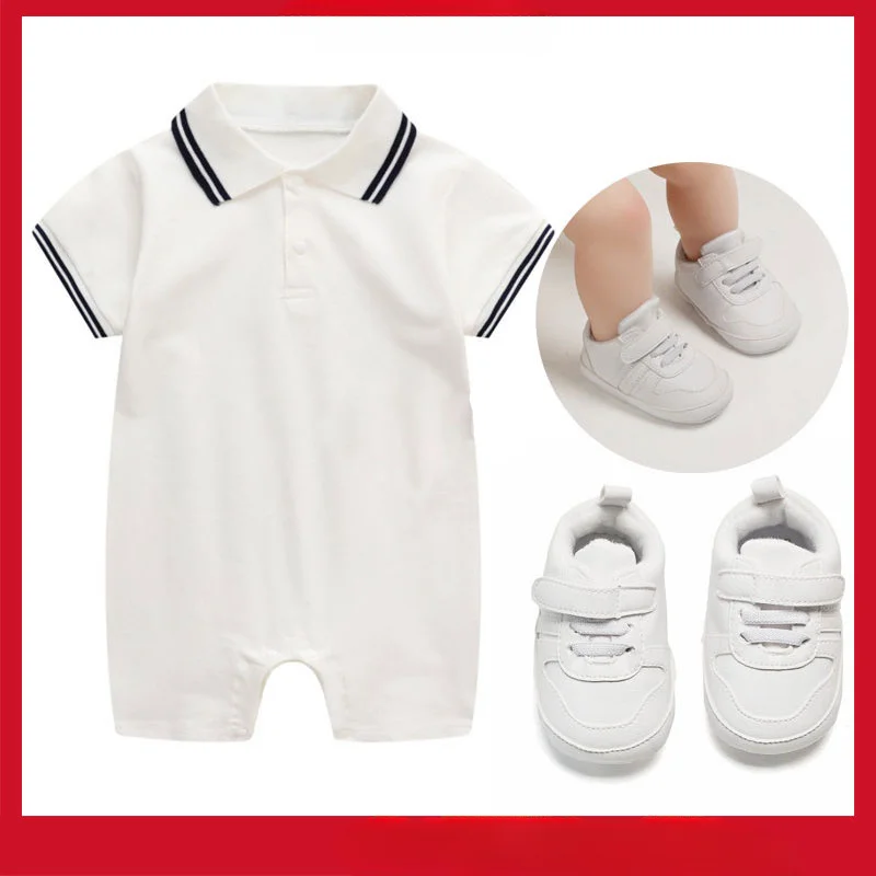 SummerChristeningClothesforNewbornBabyBoyWhiteRomperSet