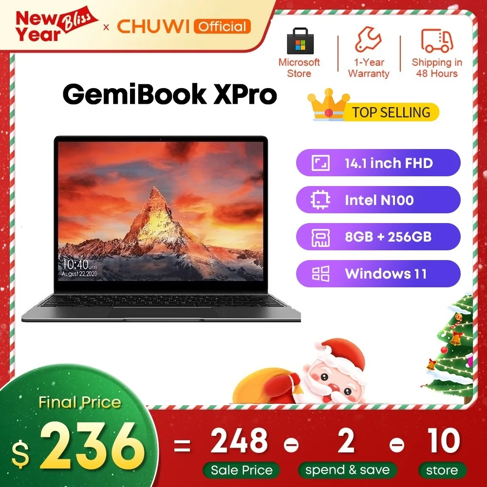 CHUWI GemiBook XPro 14inch UHD Screen Laptop 8GB RAM 256GB SSD Intel  Celeron N100 Windows 11 Computer with Cooling Fan Notebook - AliExpress