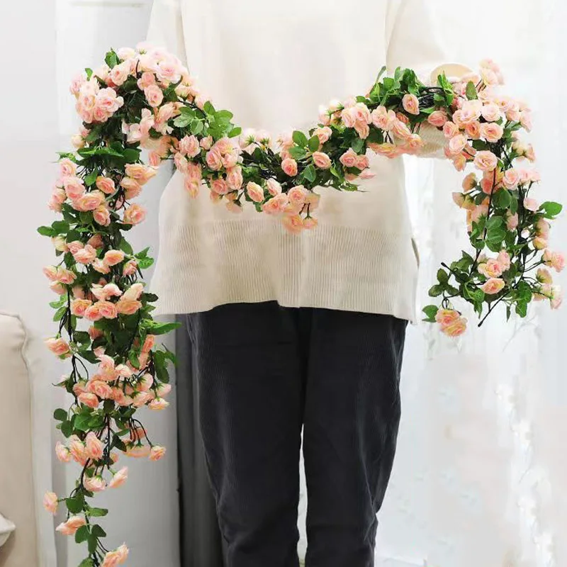 Artificial Flowers Vine Rose 1pcs DIY Wedding Home Room Wall Hanging Garland Decor