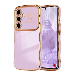 Wave Heart Shape Soft Phone Case - Stylish Protective Cover - Samsung S24 FE (Light Purple)