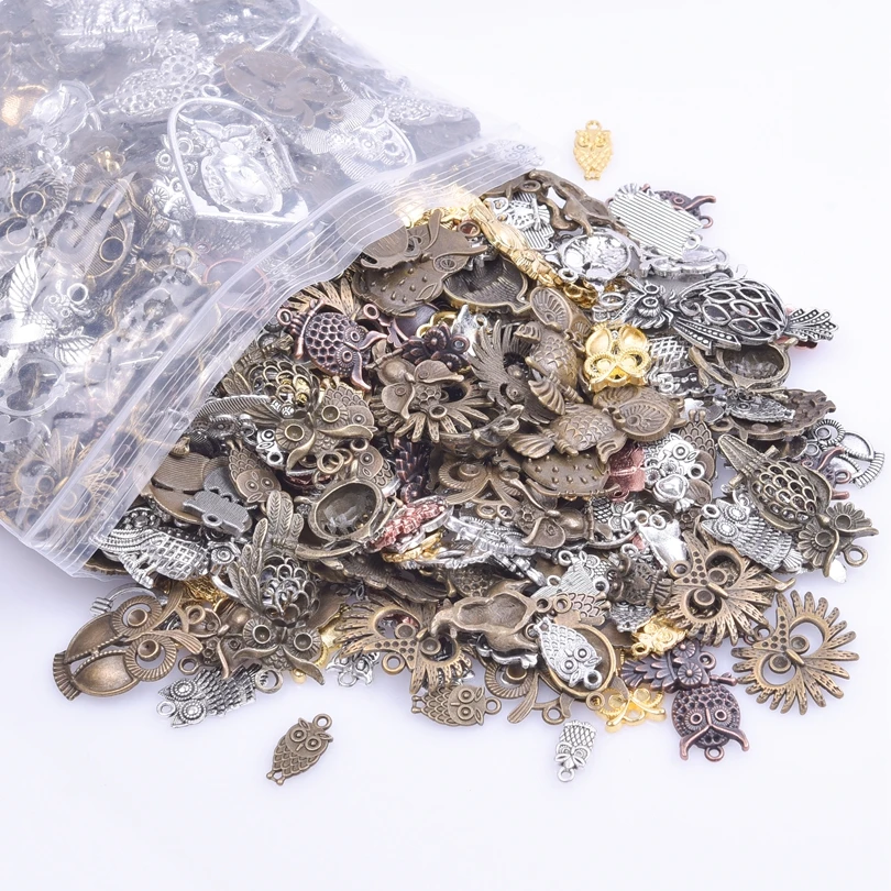 Vintage Steampunk 10/30/100Pcs Random Animal Owl Charms For Jewelry Making Owl Pendants Wholesale Ornaments Jewelry Accessories 2
