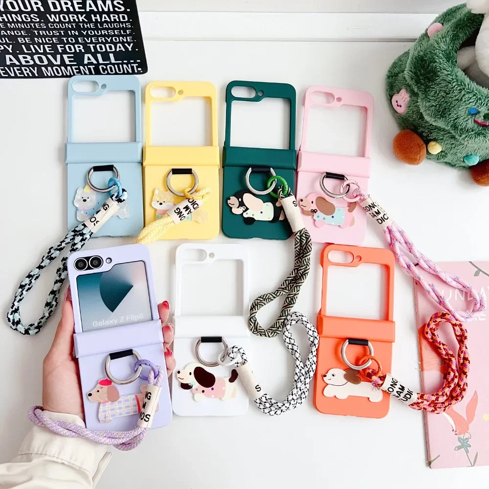 Cartoon Ring Wrist Strap Shockproof Phone Case with Hinge Protection