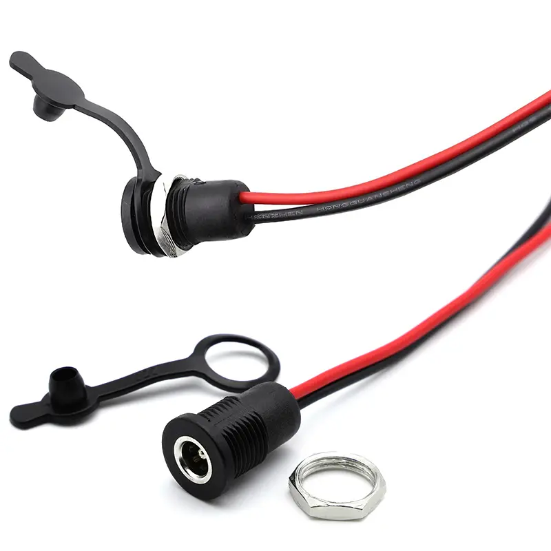 1/5/10pcs DC 5.5 X 2.1mm 5.5X2.5mm Battery DC Power Female Socket Waterproof Connector with 2 Pin 18AWG Pigtail Wire Cable DIY image 3
