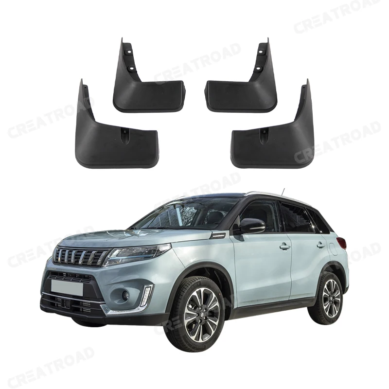 Kit 4 Parafanghi / Alette Paraspruzzi Per Suzuki Vitara 2015-2022 | Colore Nero | Plastica ABS Semi-Rigida | Protezione Da Fango E Neve