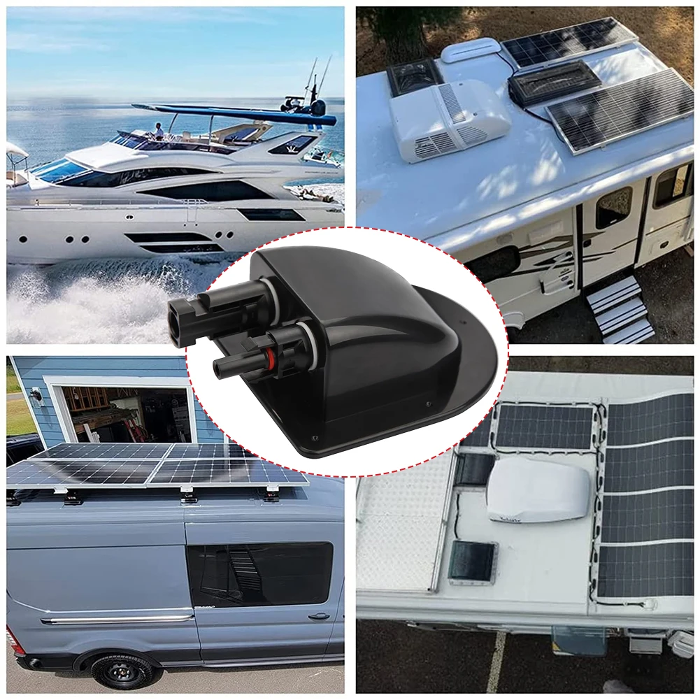 Solar Panel Double Hole Wire Cable Entry Gland Sealing Box Curved Cable Connector Waterproof For RV Caravan Motorhome Boat solar panel cable adapter solar cable connector solar cable adapter solar connectors solar panel