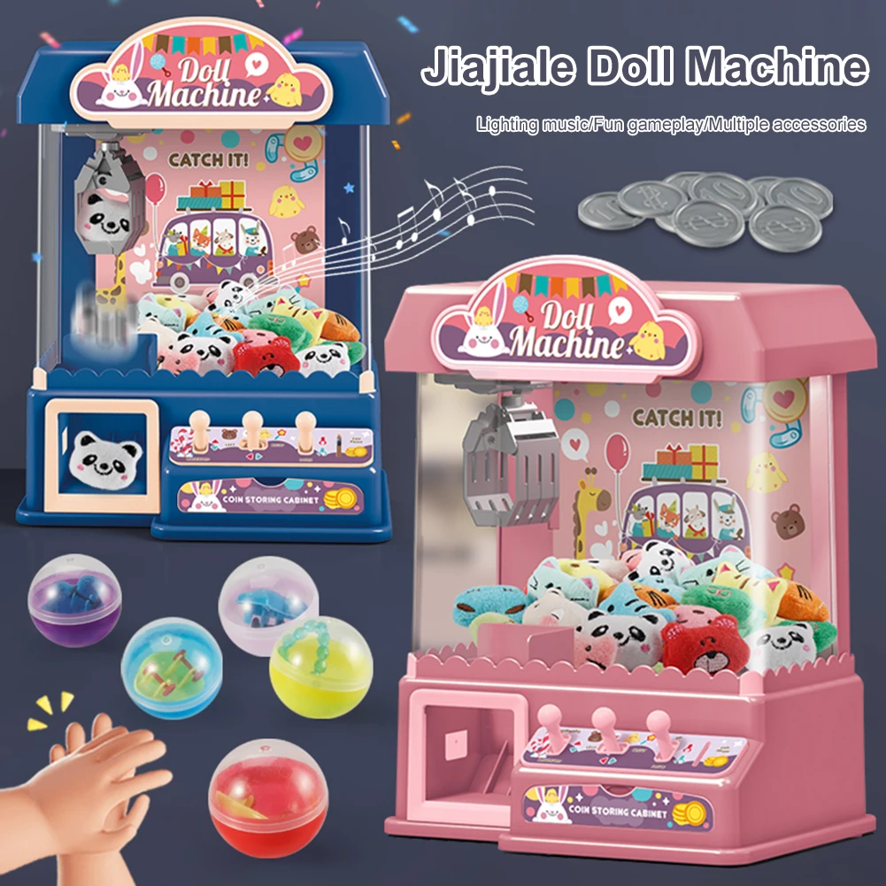 Doll Claw Machine Electronic Arcade Game Indoor Toy with 10 Dolls 10 Capsule Large Claw Catch Toy for Kids 6 Years Old and Up 4