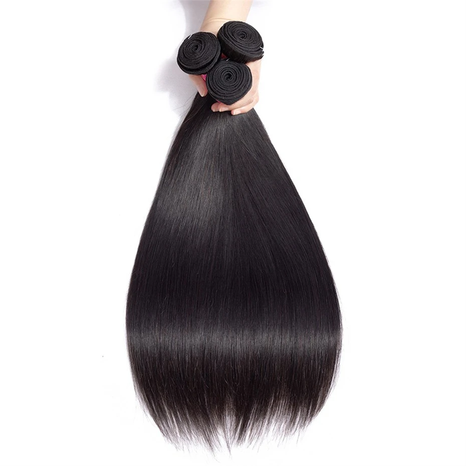 Human Hair Bundles Brazilian Raw Straight Hair Bundles 3 Pieces 16-30 Inch Remy Extensions For Women