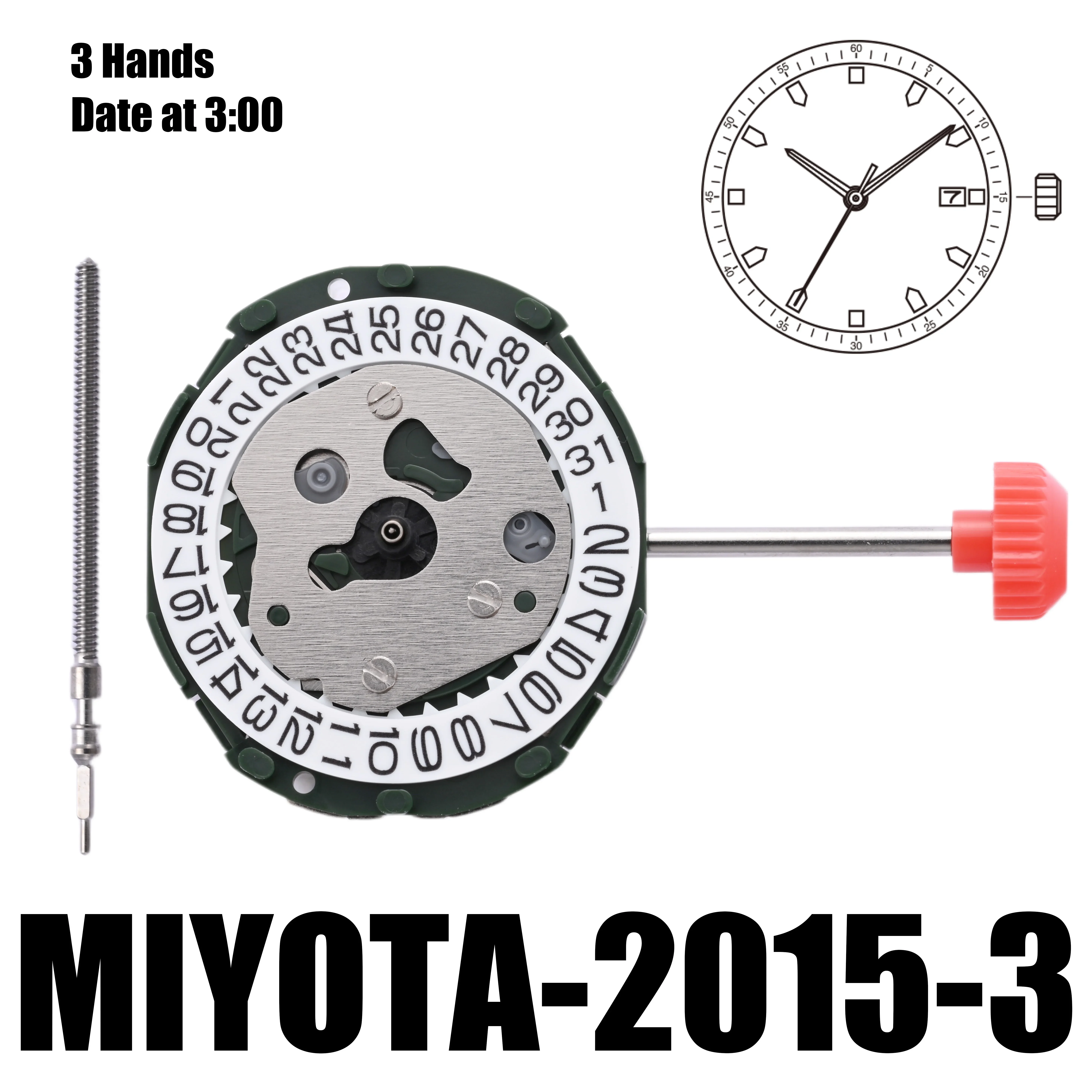 Japanese Miyota Quartz Watch Movement with 3-Hand Date Display and 3-Year Battery Life