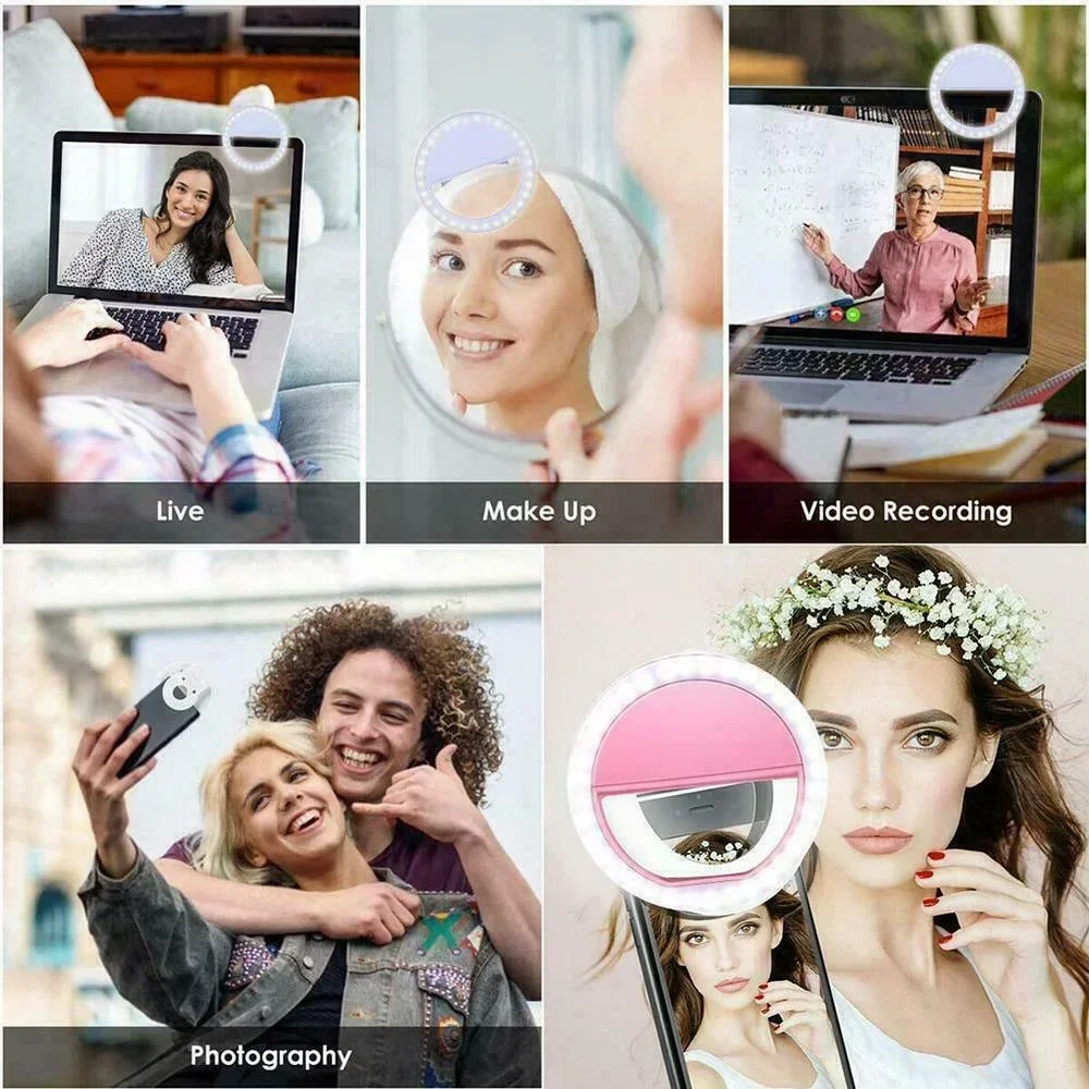 USB Charge Led Selfie Ring Light Mobile Phone Lens Selfie Lamp iPhone Samsung Xiaomi POCO Phone Portable Light selfie light