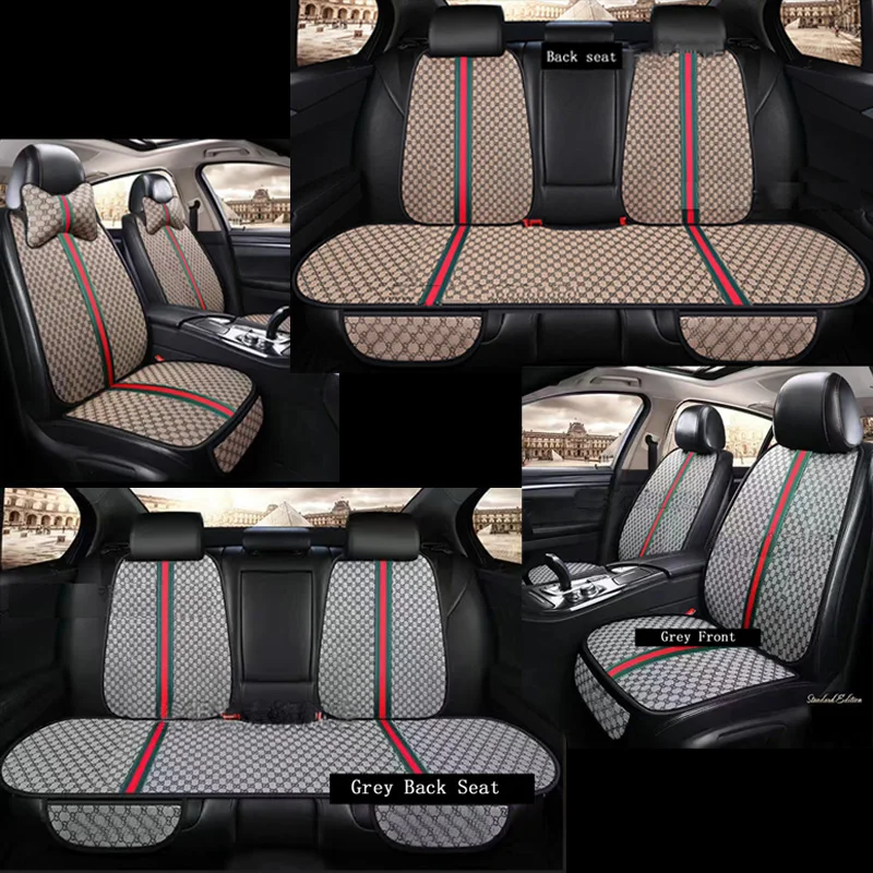 Fashion Car Seat Cover Front/Rear Flax/Linen Seat Cushion Protector Pad
