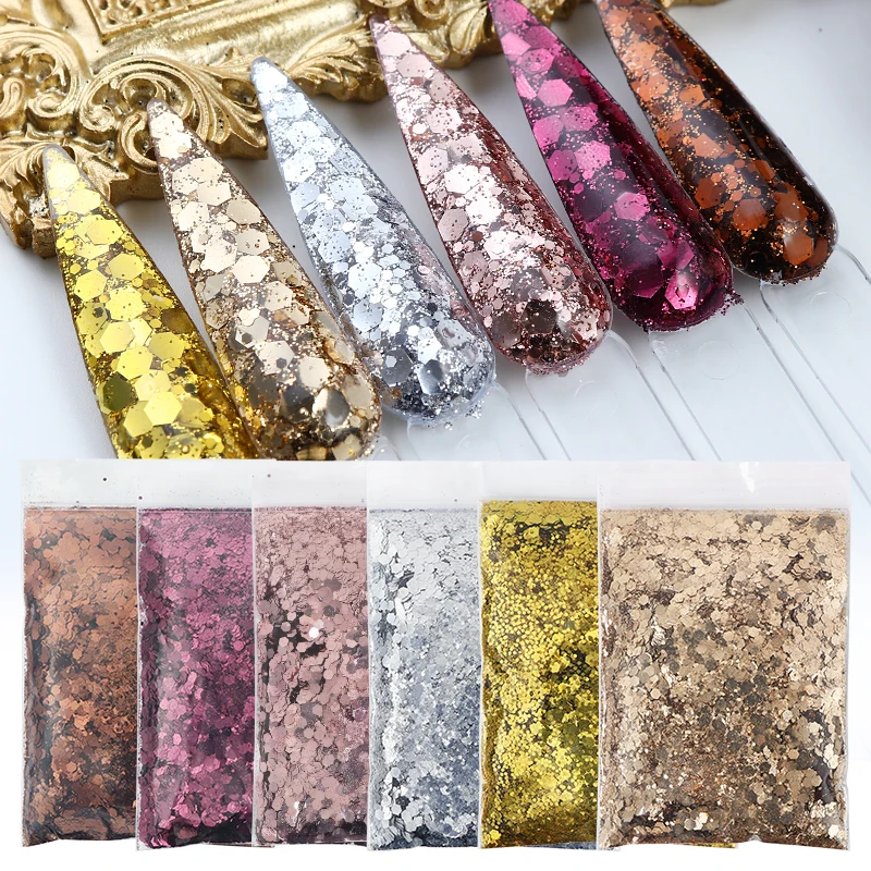 16 Colors 50g/ bag Chunky Mix Iridescent Chunky glitter for nails/ glitter  for face/ glitter for art/Rainbow/ iridescent glitter