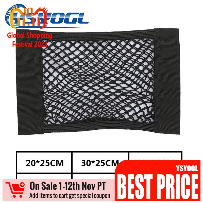 Filet De Rangement Universel Pour Cofe De Voiture, 90x40 Cm, Réglable, Extensible, Avec 4 Crochets