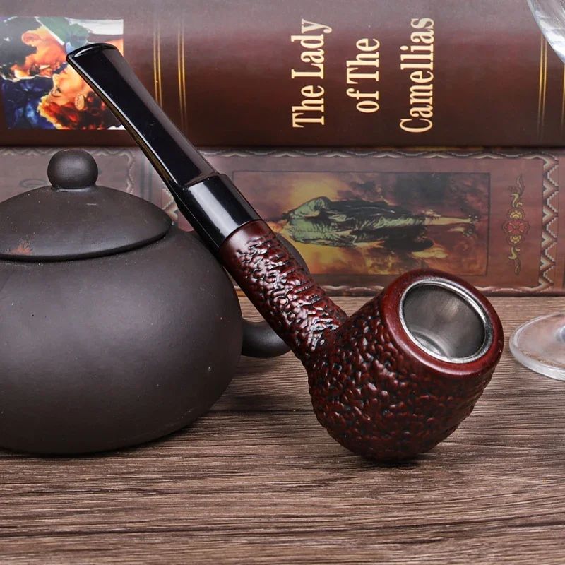 Classic Straight Handle Resin Wood Tobacco Pipe with Filters for Father Smoke Tools tobacco pipe,smoking pipe