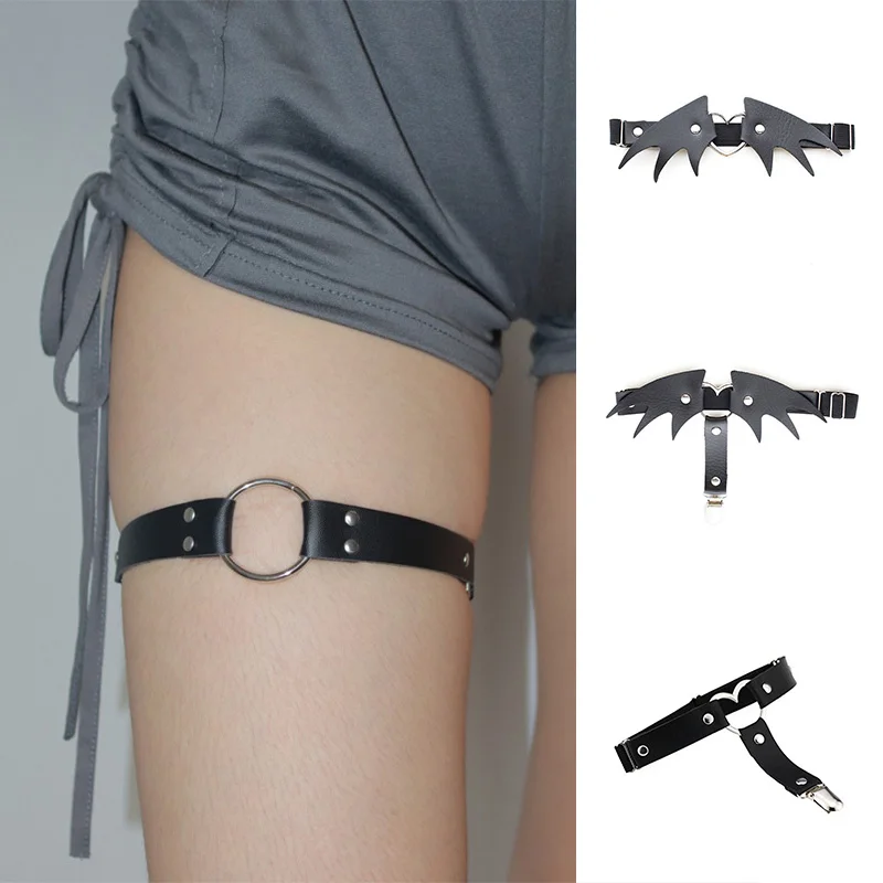 

Women Accessories PU Leather Garters Leg Ring Lingerie Belt Thigh Ring Rivet Harness Heart Goth