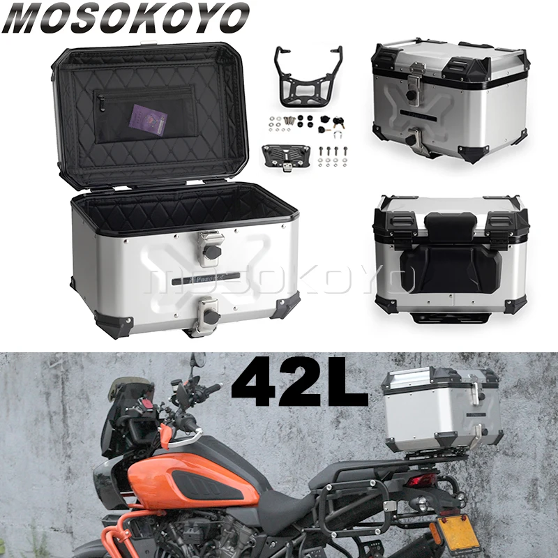 Huérfano siete y media Hombre rico Motorcycle Rear Top Case Moto Luggage Storage Tail Box Trunk Key Lock Tool  Box W/ Mount Bracket 42l For Harley Pan America 1250 - Motorcycle Trunk -  AliExpress