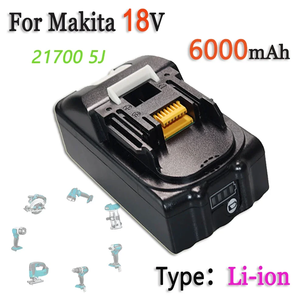 

21700 18V 5J 6000mAh Cells Batterie Replacement For Makita Rechargeable Lithium-Lon Drill Power Tool BL1840 BL1845 BL1860