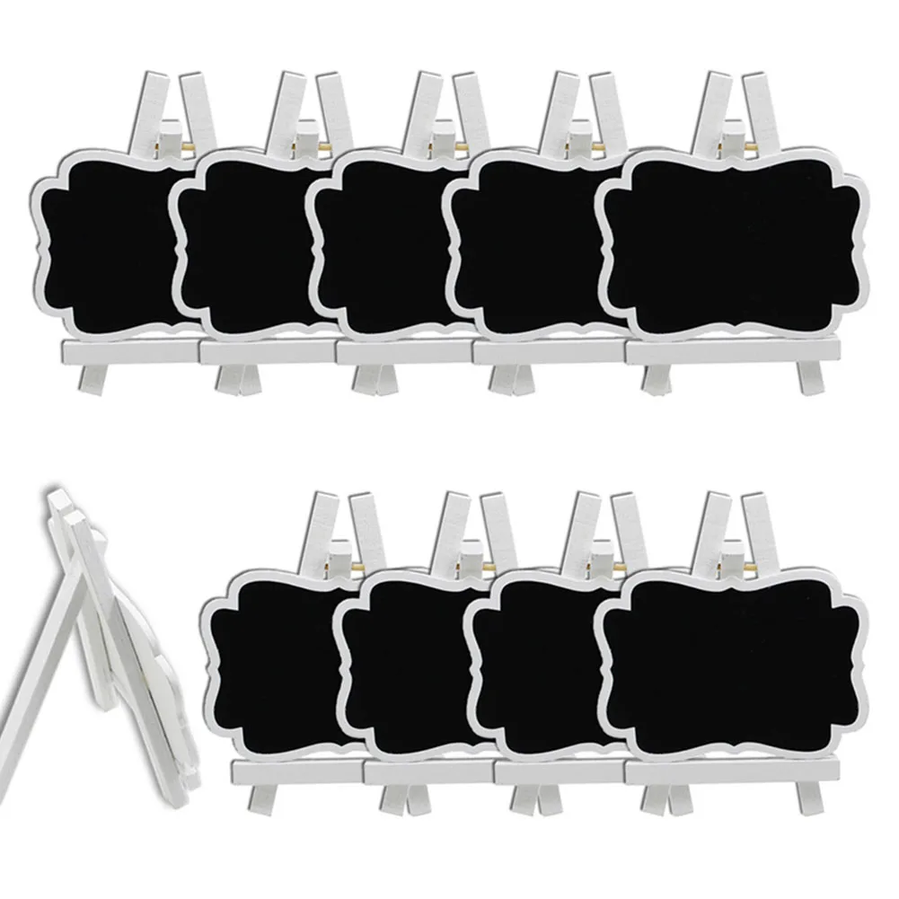 10pcs Weddings Wood Framed Table Numbers Mini Chalkboard Easy Wipe Price Tags Crafts Rectangle Message Board Decoration Easel |