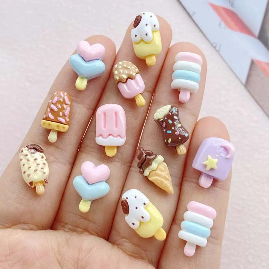 Resin Mini Cartoon Animal Popsicle Manicure Parts 30Pcs For Hair Bows Accessories