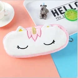 Charming Plush Unicorn Pencil Case - Cute Kawaii Canvas (Pink)