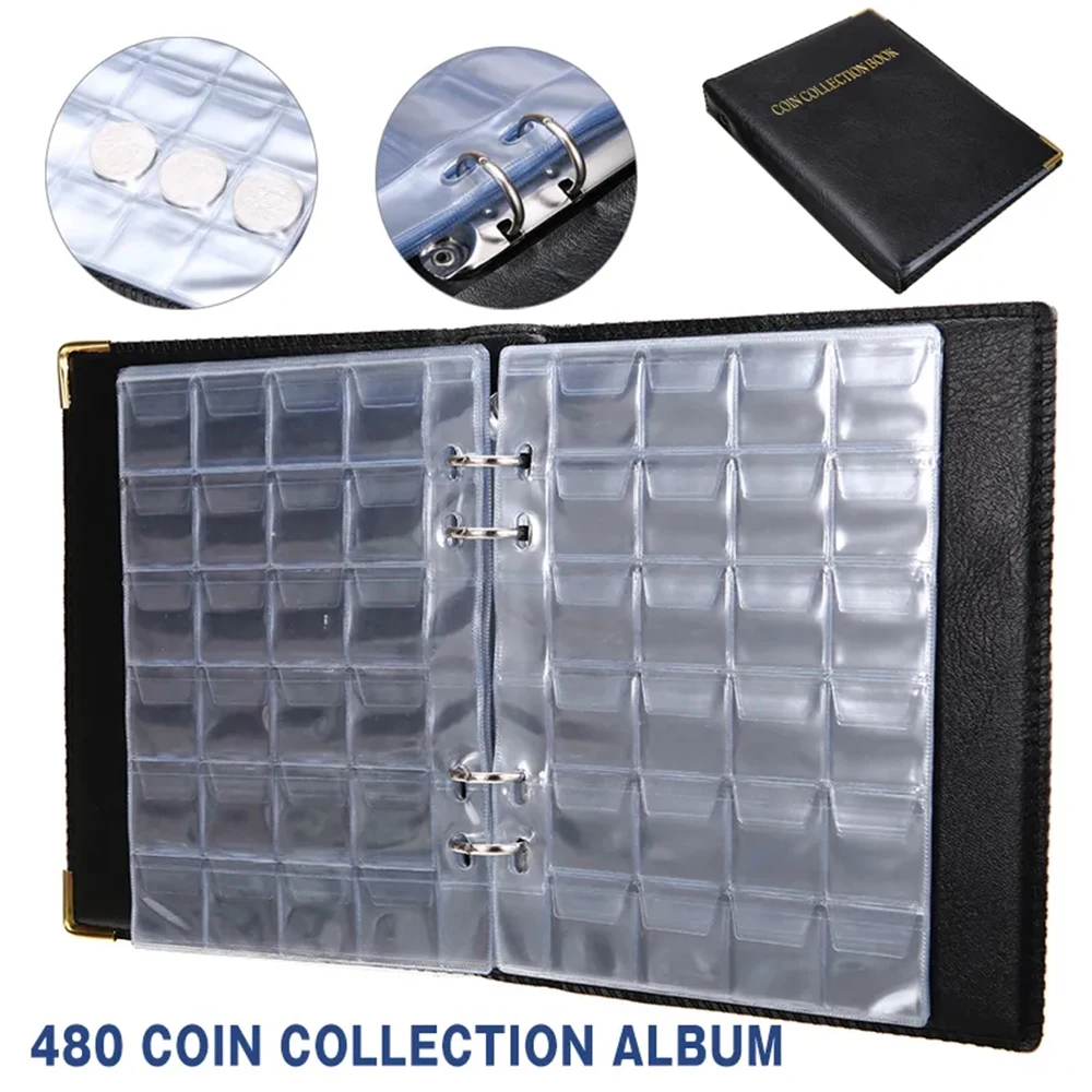 480Pockets Coin Collection Book 20 Pages Coin Collection Holder Album Commemorative Coin Organizer Storage 20/25/27/30mm