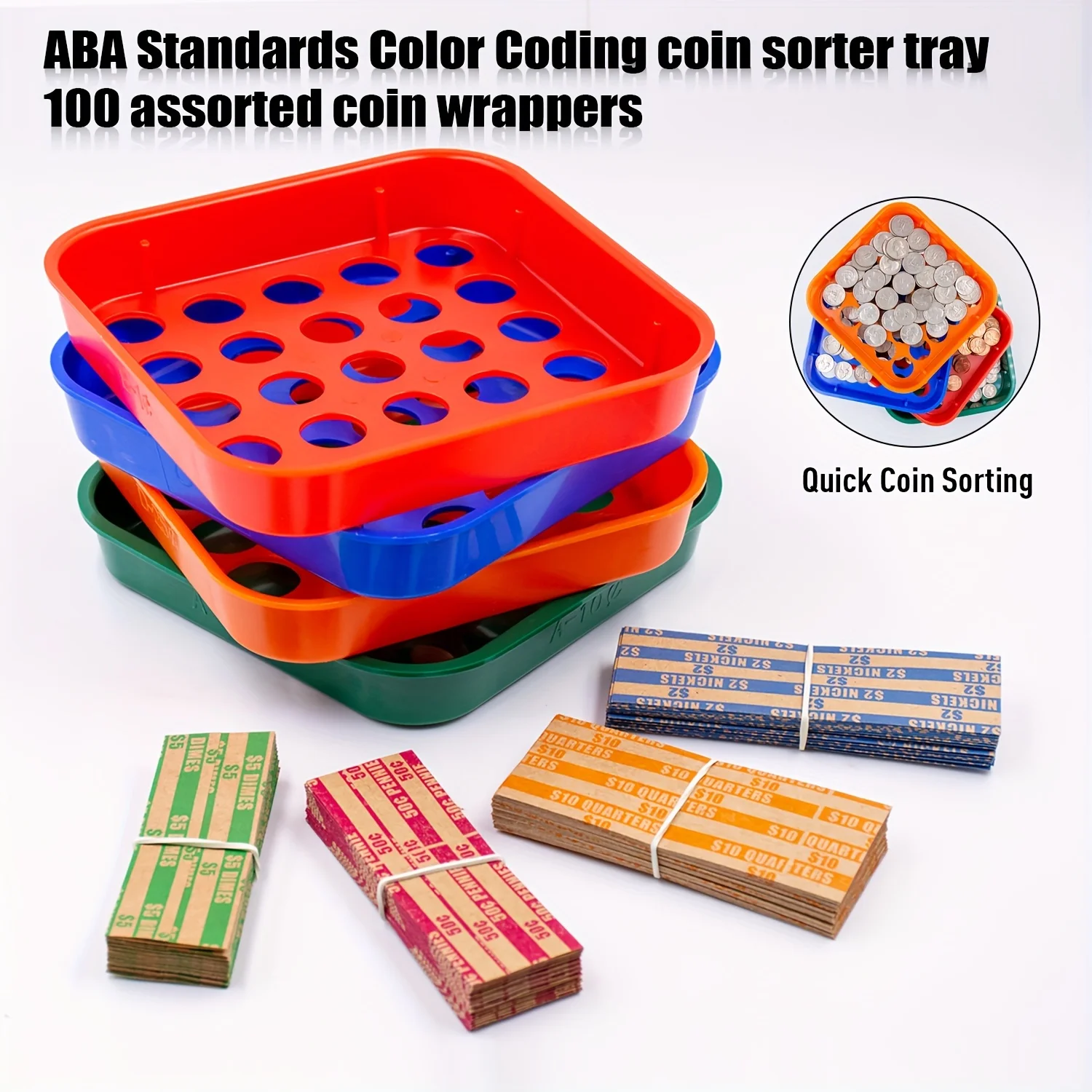 Coin Sorter Tray Set Super Easy Coin Sorting Tray & Tube Set – Includes ...