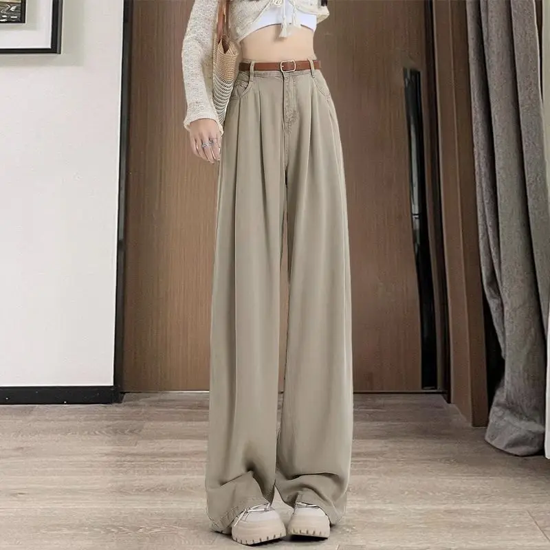 Summer New High Waist Wide Leg Jeans with a Sagging Loose and Versatile Fashion Design Wide Leg Pants