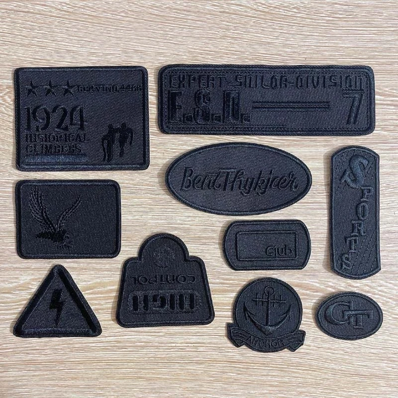 10 Stück/schwarze Kleidungsabzeichen, Stickerei-Applikationsaufkleber, selbstklebende Aufnäher, Nähen oder Aufnäher zum Aufbügeln für Rucksack, Hut, Jacke – Detail 1