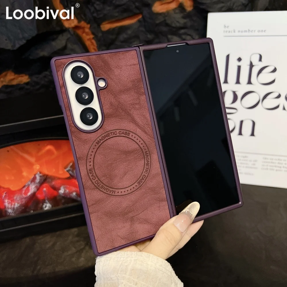 Magnetic Wireless Charging Leather Patterned Phone Case with Silicone Soft Bumper Cover