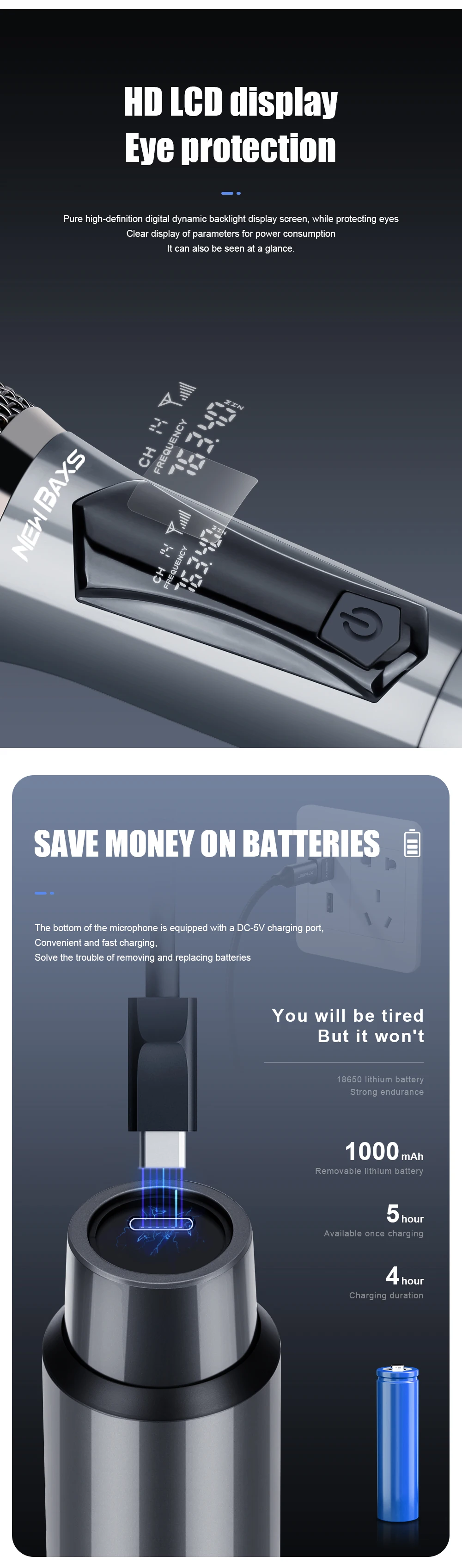 Description Picture 5 of itemWireless Microphone 2 Channels UHF NEW BAXS Dual Handheld Dynamic Karaoke Mic System 50m for Stage Church Party Speaker Meet