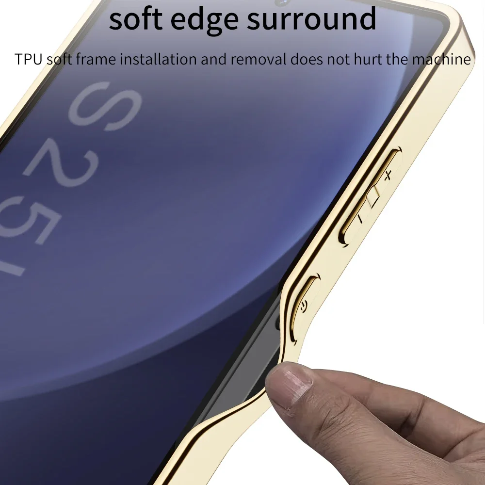 Luxury Plating Vegan Leather Phone Case with Soft TPU Edge and Anti-Drop Protection