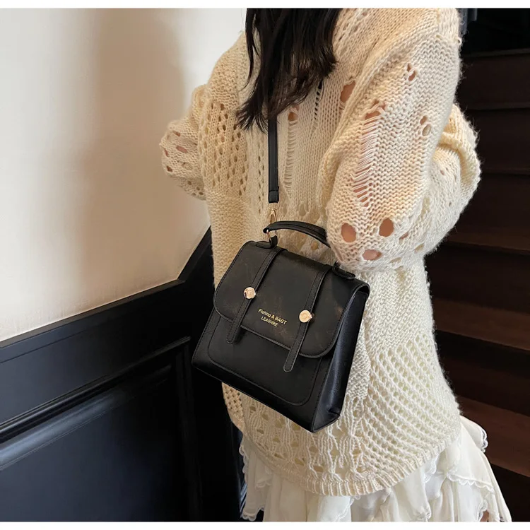 حقيبة ظهر نسائية عصرية بسيطة حضرية متعددة الوظائف حقيبة مربعة صغيرة حقيبة ركاب كتف مزدوج حقيبة كروسبودي