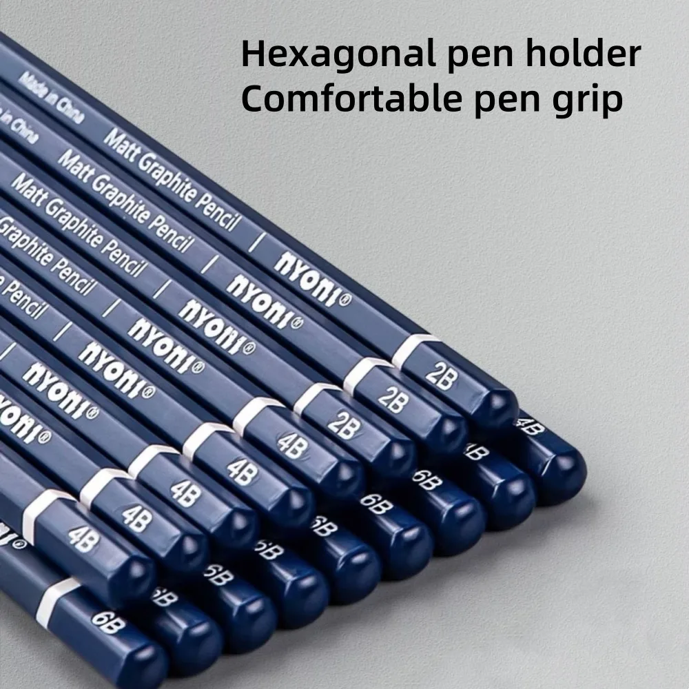 NYONI 6/8pcs Matte Sketch Pencil Painting Art Graphite Pencils Wooden Student Shading Writing Sketch Drawing Design Art Supplies