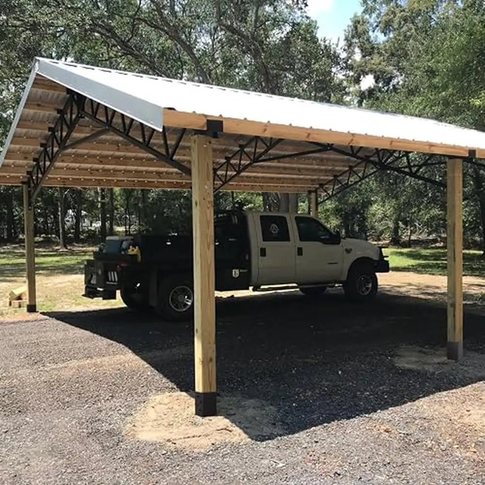 4x4 Post Base Holder Ground Spike Brackets Metal Powder Coated Use Concrete Deck Anchor 4" x 4" Dia Strong Fixation Under Floor